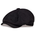 Men’s Black Herringbone Tweed Newsboy Hat