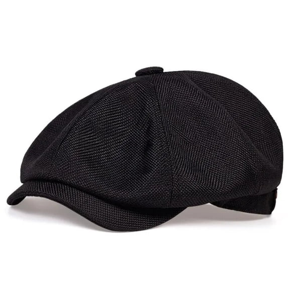 Men’s Black Herringbone Tweed Newsboy Hat