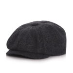 Men's Classic Dark Gray Herringbone Newsboy Cap
