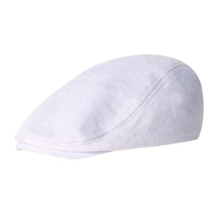 Men’s Classic White Cotton Blend Flat Cap – Vintage Gatsby Ivy Newsboy Driving Hat