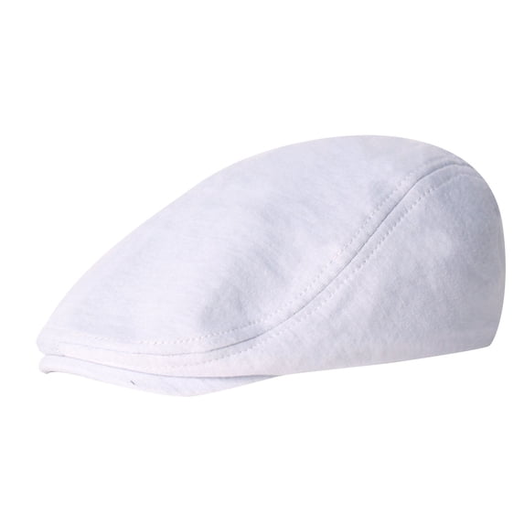 Men’s Classic White Cotton Blend Flat Cap – Vintage Gatsby Ivy Newsboy Driving Hat