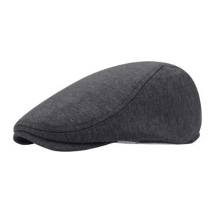 Men's Cotton Blend Flat Ivy Gatsby Newsboy Driving Hat Cap Dark Gray