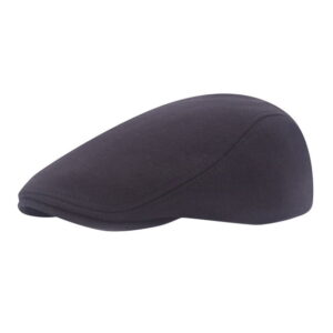 Men's Cotton Blend Flat Newsboy Cap – Classic Black Gatsby & Driving Hat