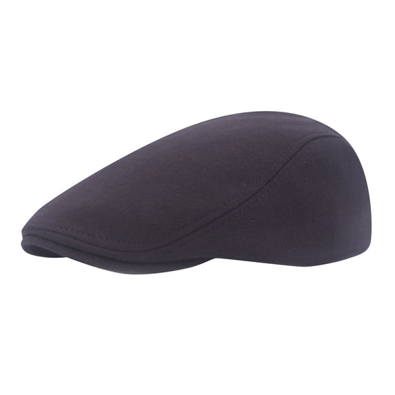Men's Cotton Blend Flat Newsboy Cap – Classic Black Gatsby & Driving Hat