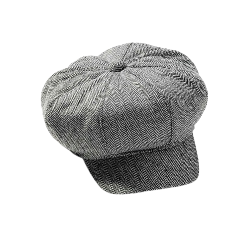 Men’s Gray Herringbone Tweed Newsboy Hat