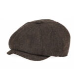 Men's Vintage Brown Herringbone Newsboy Cap