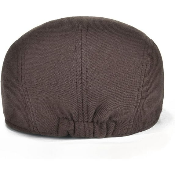 Men’s Vintage Brown Newsboy Flat Cap – Elastic Fit Ivy Gatsby Driving Hat