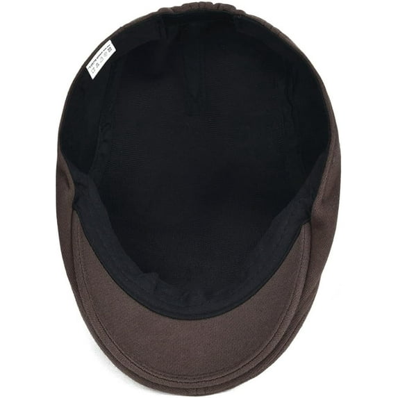 Men’s Vintage Brown Newsboy Flat Cap – Elastic Fit Ivy Gatsby Driving Hat