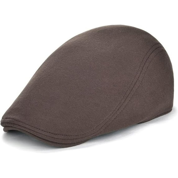 Men’s Vintage Brown Newsboy Flat Cap – Elastic Fit Ivy Gatsby Driving Hat