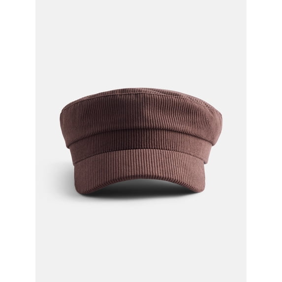 Women’s Chocolate Corduroy Baker Boy Newsboy Cap Vintage Cabbie Beret Hat