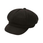 Women's Classic Black Cotton Blend Baker Boy Hat