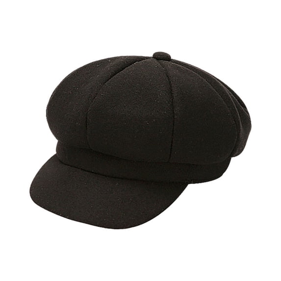 Women's Classic Black Cotton Blend Baker Boy Hat