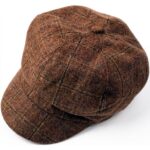 Women’s Coffee Plaid Faux Wool Ivy Tweed Newsboy Painter Hat