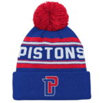 Backboard Jacquard Cuffed Knit Hat with Pom Outerstuff Blue Detroit Pistons