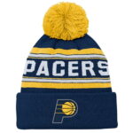 Backboard Jacquard Cuffed Knit Hat with Pom Outerstuff Navy Indiana Pacers