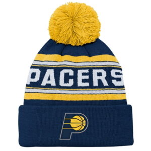 Backboard Jacquard Cuffed Knit Hat with Pom Outerstuff Navy Indiana Pacers