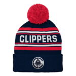 Backboard Jacquard Cuffed Knit Hat with Pom Outerstuff Navy LA Clippers Backboard Jacquard Cuffed Knit Hat with Pom