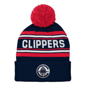 Backboard Jacquard Cuffed Knit Hat with Pom Outerstuff Navy LA Clippers Backboard Jacquard Cuffed Knit Hat with Pom