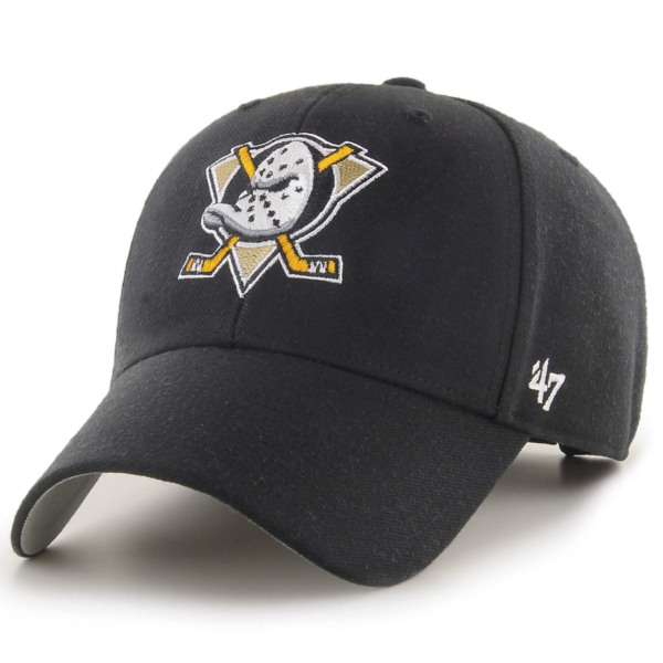 Men 47 Black Anaheim Ducks Wordmark Back Strap MVP Adjustable Hat