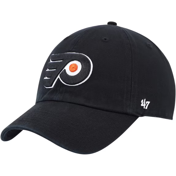 Men 47 Black Philadelphia Flyers Team Logo Clean Up Adjustable Hat