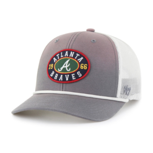 Men 47 Gray White Atlanta Braves Tide Sweep Rope Trucker Adjustable Hat