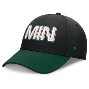 Men Fanatics Black Green Minnesota Wild Authentic Pro Rink Team Code Flex Hat