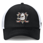 Men Fanatics Black White Anaheim Ducks Core Primary Logo Trucker Adjustable Hat