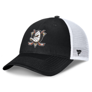 Men Fanatics Black White Anaheim Ducks Core Primary Logo Trucker Adjustable Hat