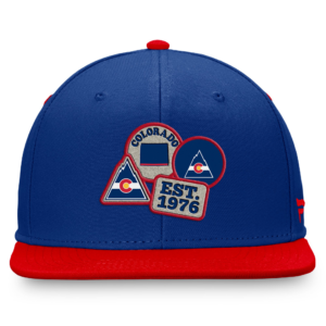 Men Fanatics Blue Red CO Rockies Heritage Patches Fitted Hat