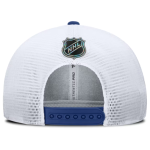 Men Fanatics Blue White Vancouver Canucks Authentic Pro Rink Lockup Adjustable Trucker Hat
