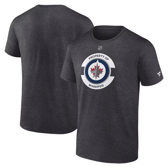 Men Fanatics Heather Charcoal Winnipeg Jets Authentic Pro Core Secondary T-Shirt