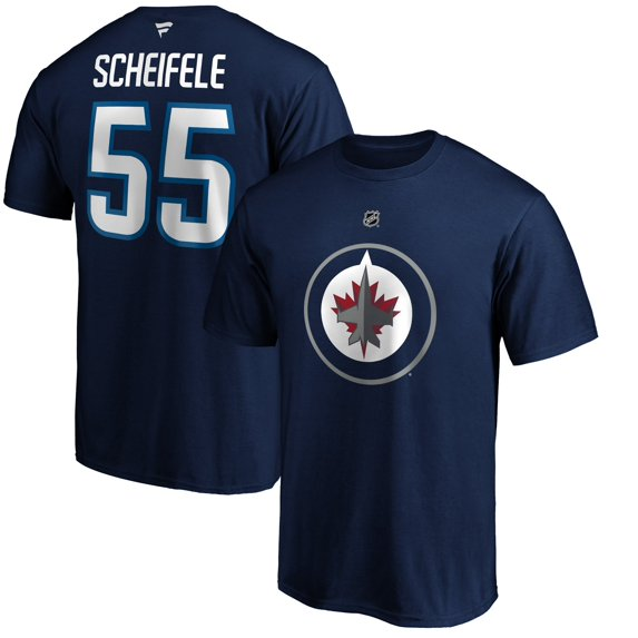 Men Fanatics Mark Scheifele Navy Winnipeg Jets Authentic Stack Name Number Team T-Shirt