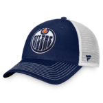 Men Fanatics Navy White Edmonton Oilers Core Primary Logo Trucker Adjustable Hat
