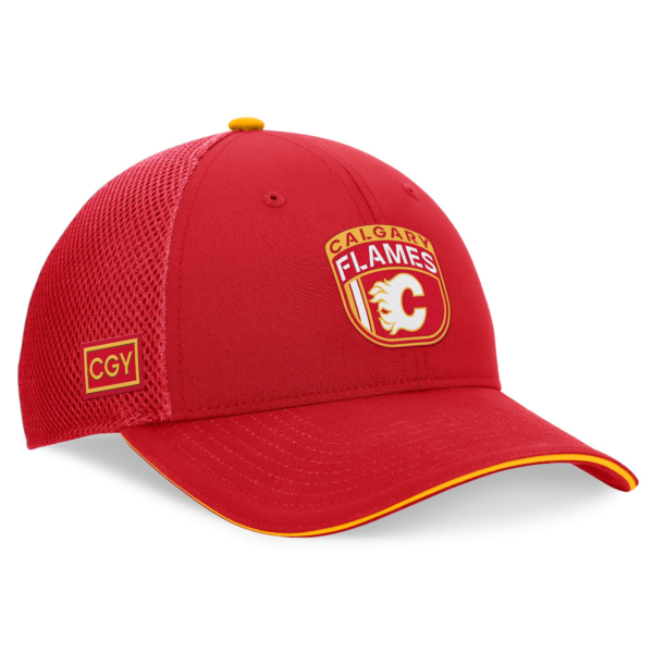 Men Fanatics Red Calgary Flames NHL Draft On Stage Trucker Adjustable Hat
