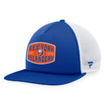Men Fanatics Royal White New York Islanders Foam Front Patch Trucker Snapback Hat