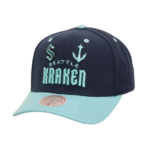 Men Mitchell Ness Black Seattle Kraken All In 2.0 Pro Crown Adjustable Hat