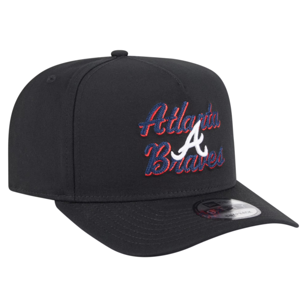 Men New Era Black Atlanta Braves Chainstitch  Snapback Hat