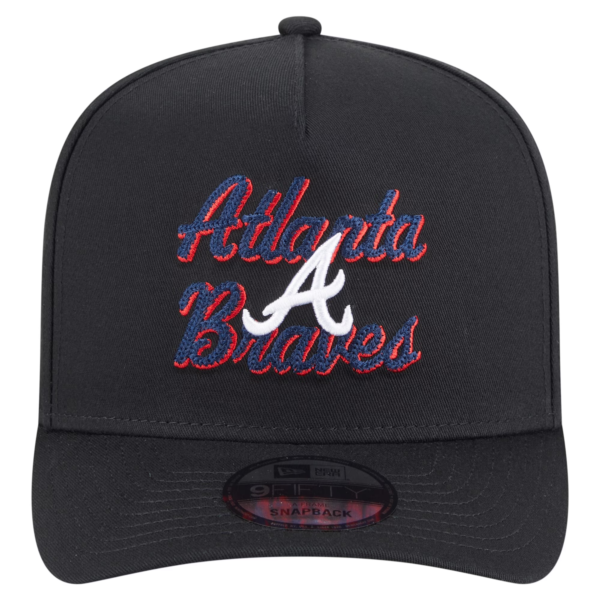 Men New Era Black Atlanta Braves Chainstitch  Snapback Hat