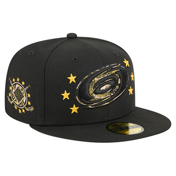 Men New Era Black Carolina Hurricanes Military Appreciation Digital Camo Stars Fitted Hat