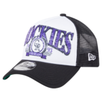 Men New Era Black Colorado Rockies Distressed Adjustable Trucker Hat