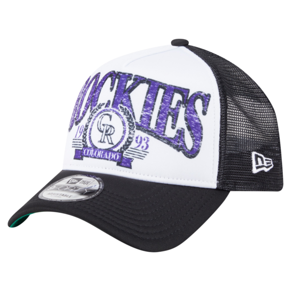 Men New Era Black Colorado Rockies Distressed Adjustable Trucker Hat