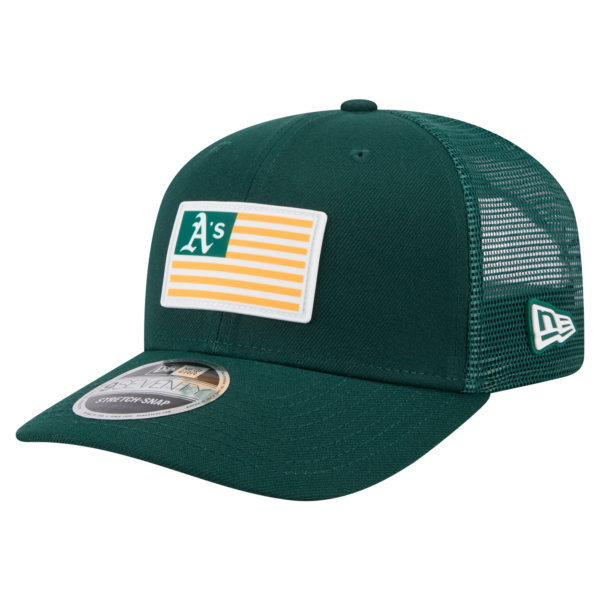 Men New Era Green Athletics Flag Stretch-Snap Hat