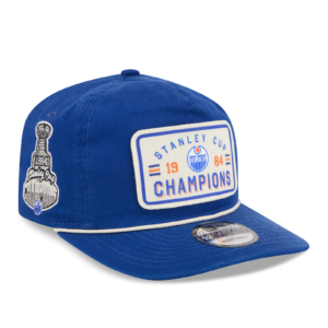 Men New Era Royal Edmonton Oilers Throwback Stanley Cup Champions Side Patch Adjustable Hat