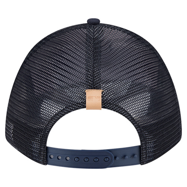 Men New Era Stone Navy Atlanta Braves Text Trucker Hat