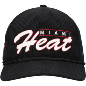 Men's '47 Black Miami Heat Double Header Sidepatch Cord Hitch Adjustable Hat