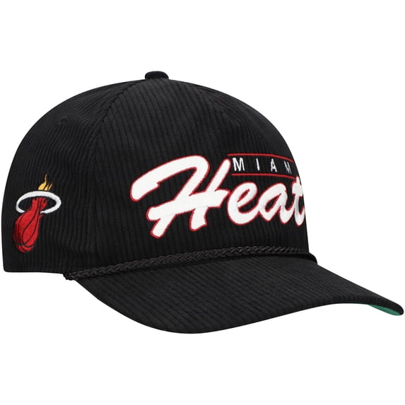 Men's '47 Black Miami Heat Double Header Sidepatch Cord Hitch Adjustable Hat