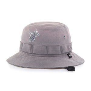 Men's-'47 Charcoal Miami Heat Buxton Garment Washed Bucket Hat