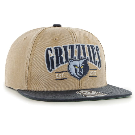 Men's '47 KhakiNavy Memphis Grizzlies Chilmark Captain Snapback Hat
