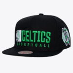 Men's Mitchell & Ness Black Boston Celtics Hardwood Classics Old School Stacked Text Snapback Hat