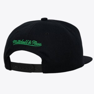 Men's Mitchell & Ness Black Boston Celtics Hardwood Classics Old School Stacked Text Snapback Hat